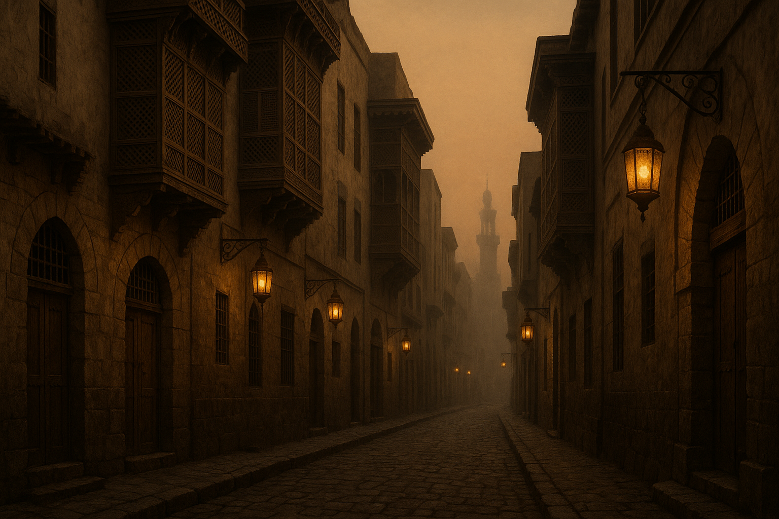 Plate · A street in old Cairo at dusk · to commission