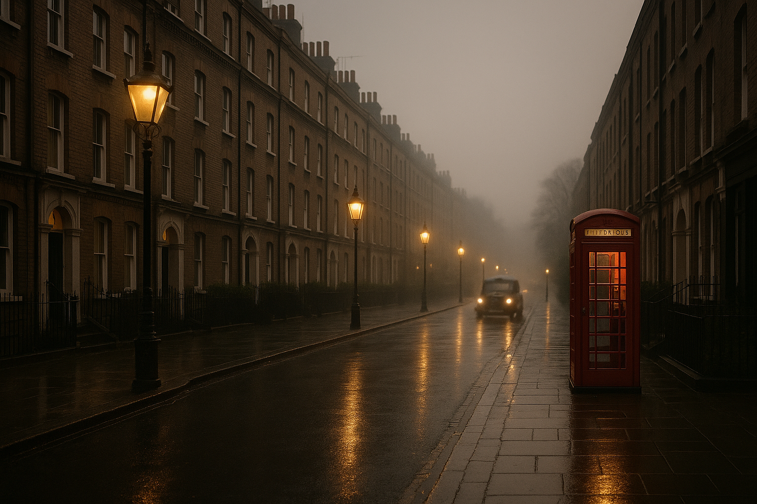 Plate · A street in London at dusk · to commission